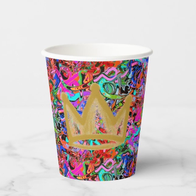Colourful street style graffiti with crown  paper cups (Front)