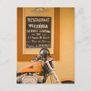Colourful streets in Villefranche.  Near Nice in Postcard
