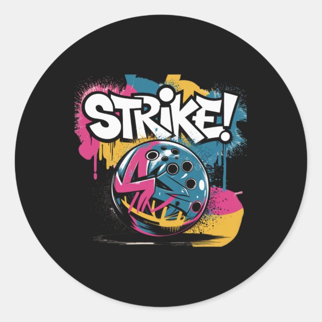 Colourful Strike Bowling Ll  Classic Round Sticker (Front)