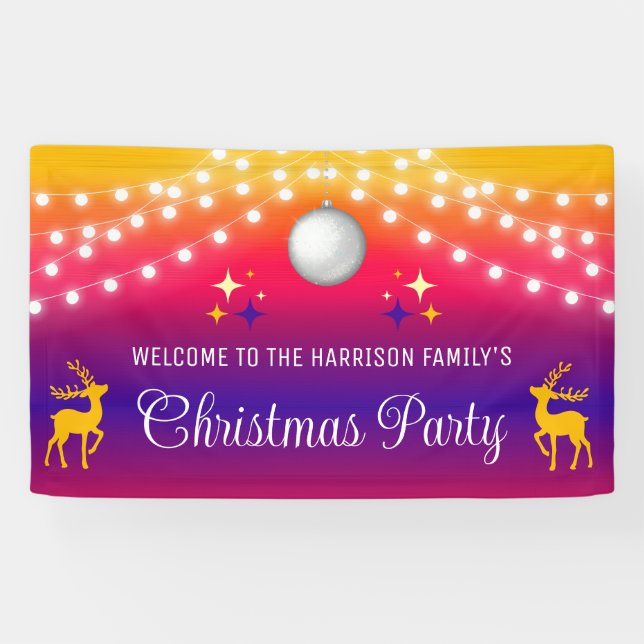 Colourful String Lights Christmas Ball Welcome Banner (Horizontal)