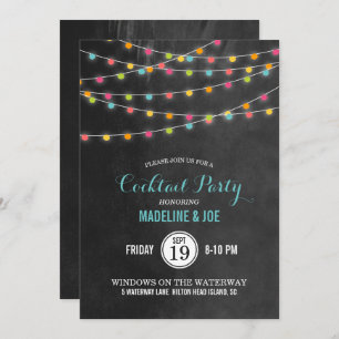 Colourful String Lights Cocktail Party Invitation