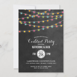 Colourful String Lights Cocktail Party Invitation