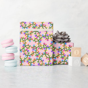 Colourful String Lights Cute Fun Pink Pattern Bab Wrapping Paper