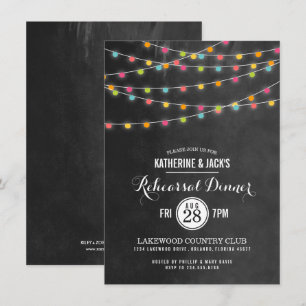 Colourful String Lights Rehearsal Dinner Invitatio Invitation