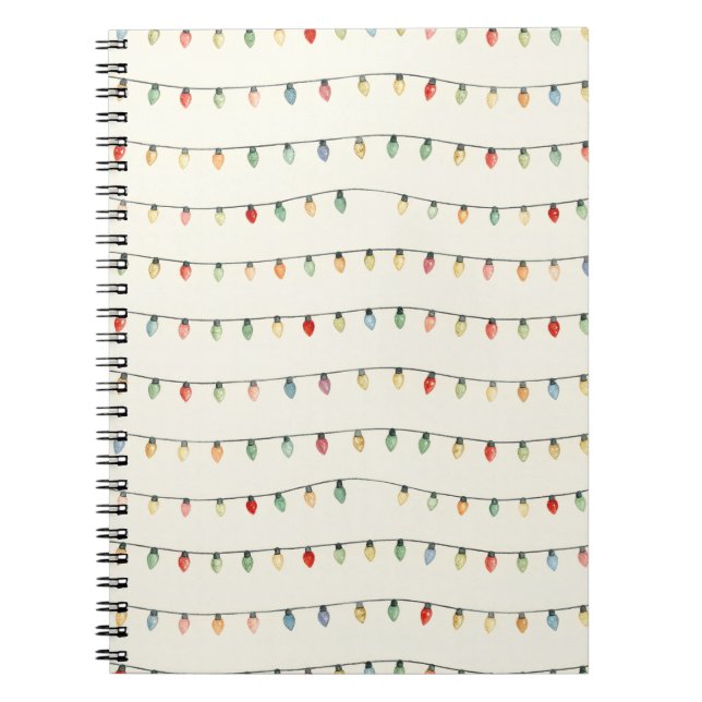 Colourful String Lights Spiral Notebook | Cute Min (Front)