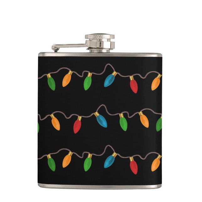 Colourful String of Christmas Lights Hip Flask (Front)