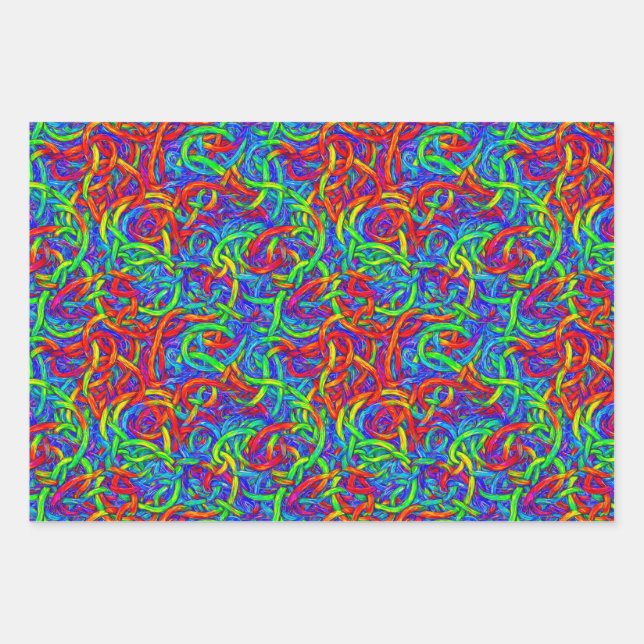 Colourful string wrapping paper sheet (Front)
