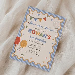 Colourful Stripe 3rd Fun Birthday Invitation