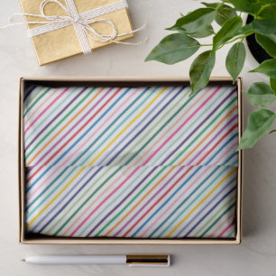 Colourful Stripe Art Pattern On Crisp White Tissue Paper