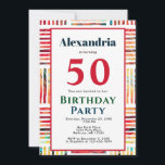 Colourful Stripe Fabulous 50th Birthday Invitatio<br><div class="desc">Colourful Stripe Fabulous 50th Birthday Invitation Cards great bright way to let everyone know that you are celebrating yours or that special person in your life.  Wonderful bright spirited invitation. Personalise it with your information.</div>