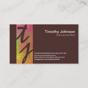 Colourful Stripe Monogram Founder CEO Business Card