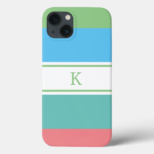 Colourful Stripe Monogrammed Case-Mate iPhone Case (Back)