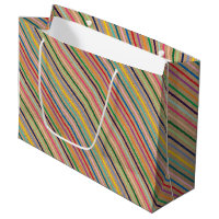 Colourful Stripe Pattern On Rustic Faux Brown Kraf