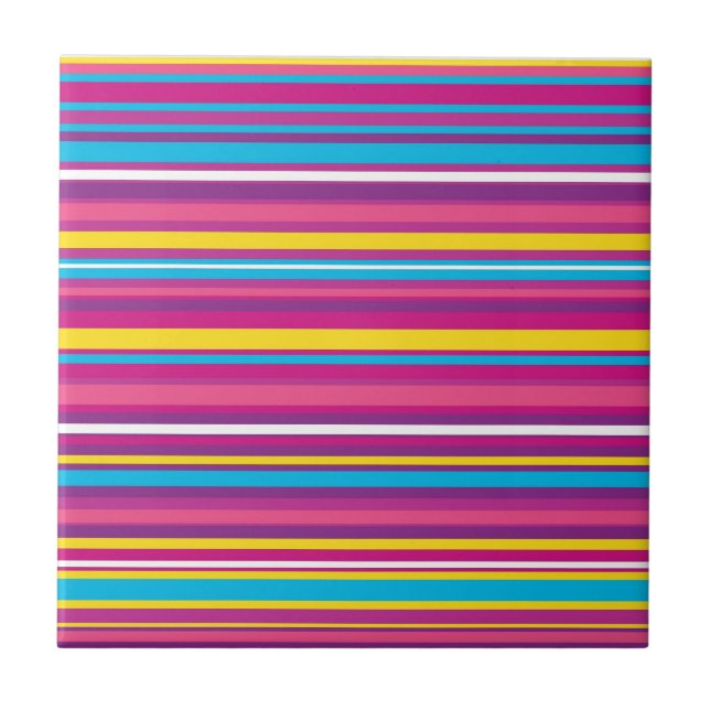 Colourful Stripe Pattern Tile (Front)