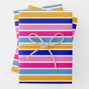 Colourful Stripe Pattern Vivid Party Wrapping Paper Sheet