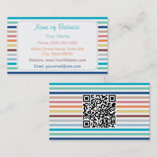 Colourful Stripe QR Code Design Business Card