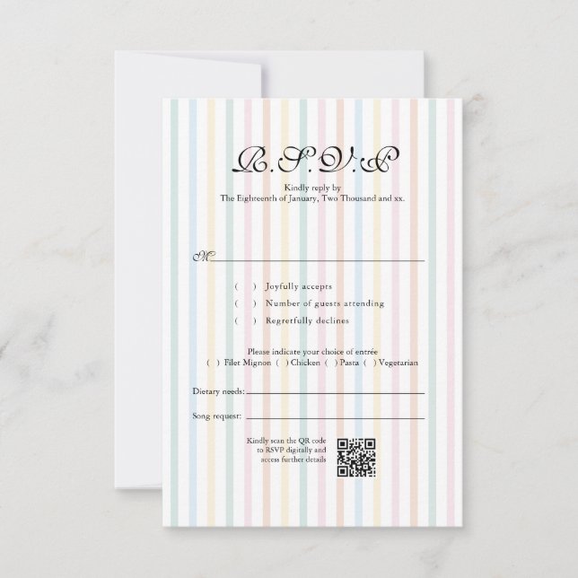 Colourful Stripe QR Code Wedding RSVP (Front)