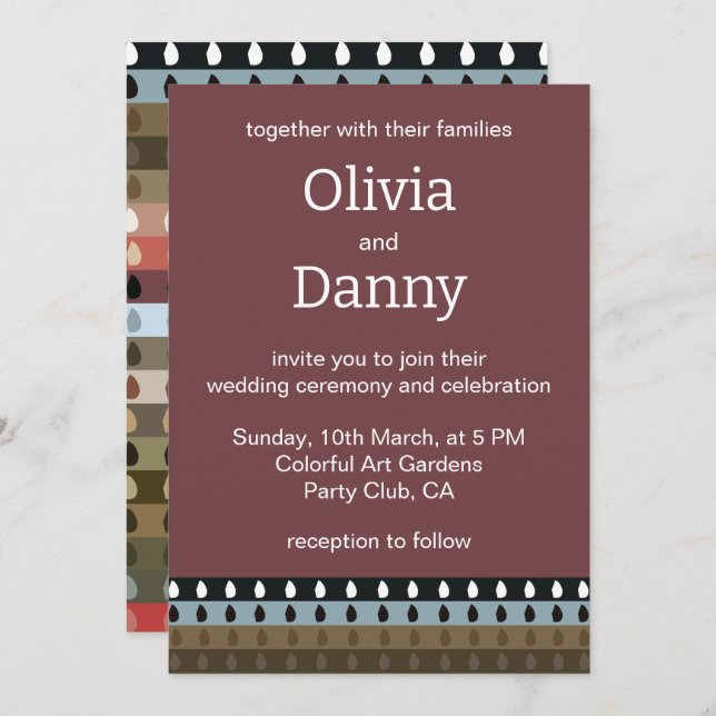 Colourful Stripe Tribal Art Wedding Invitation (Front/Back)