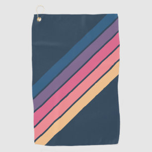 Colourful Striped 70s 80s Classic Retro Stripes Golf Towel