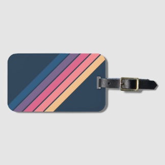 Colourful Striped 70s 80s Classic Retro Stripes Luggage Tag