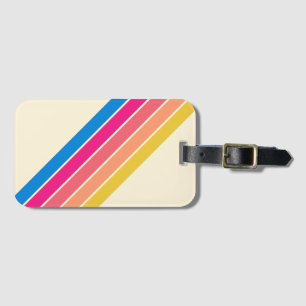 Colourful Striped 70s 80s Classic Retro Stripes Luggage Tag