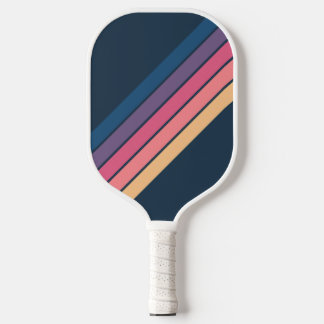 Colourful Striped 70s 80s Classic Retro Stripes Pickleball Paddle