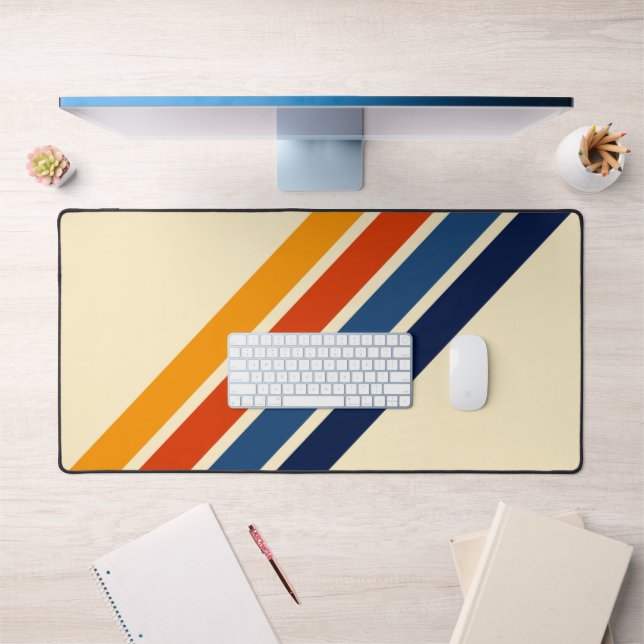 Colourful Striped 70s 80s Retro Racing Stripes Desk Mat (Office 1)