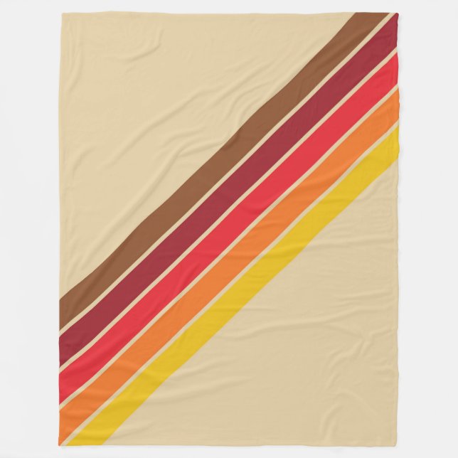 Colourful Striped 70s 80s Retro Racing Stripes Fleece Blanket (Front)
