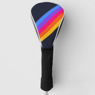 Colourful Striped 70s 80s Retro Racing Stripes Golf Head Cover