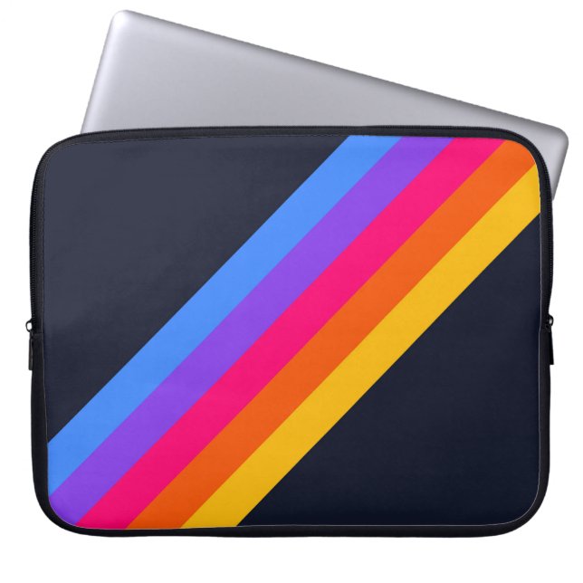 Colourful Striped 70s 80s Retro Racing Stripes Laptop Sleeve (Front)