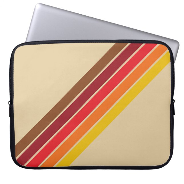 Colourful Striped 70s 80s Retro Racing Stripes Laptop Sleeve (Front)