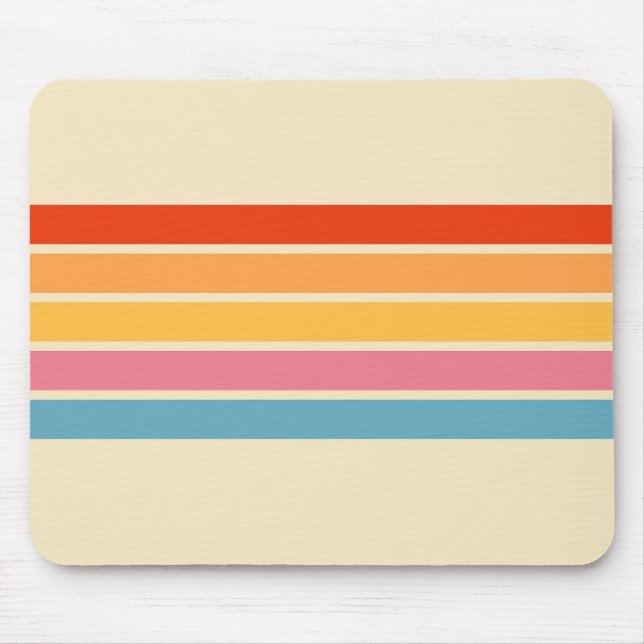 Colourful Striped 70s 80s Retro Racing Stripes Mouse Mat (Front)