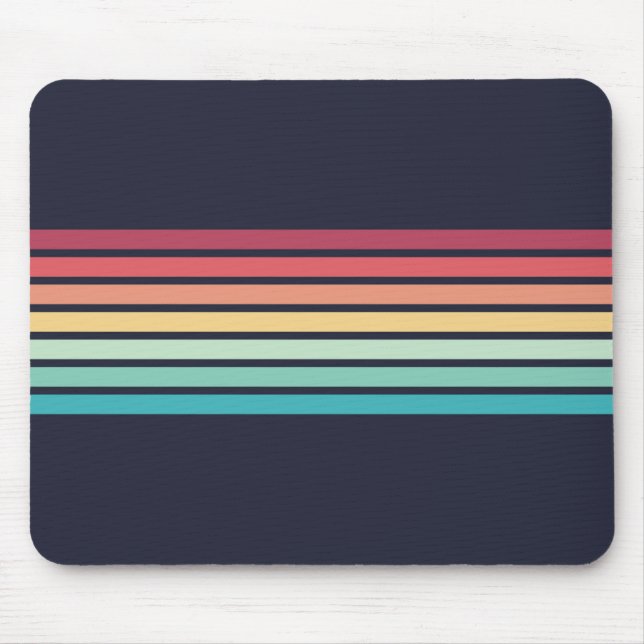 Colourful Striped 70s 80s Retro Racing Stripes Mouse Mat (Front)