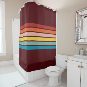 Colourful Striped 70s 80s Retro Racing Stripes Shower Curtain