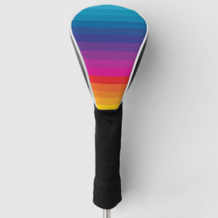 Colourful Striped 70s 80s Retro Rainbow Stripes Golf Head Cover