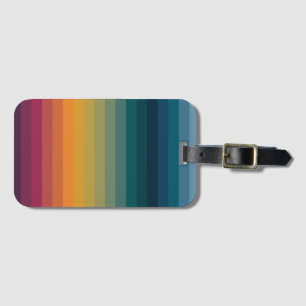 Colourful Striped 70s 80s Retro Rainbow Stripes Luggage Tag