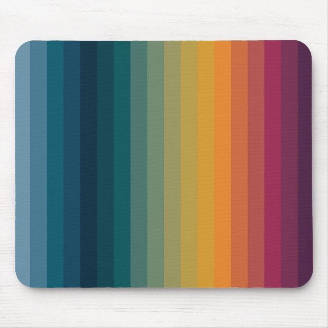 Colourful Striped 70s 80s Retro Rainbow Stripes Mouse Mat (Front)