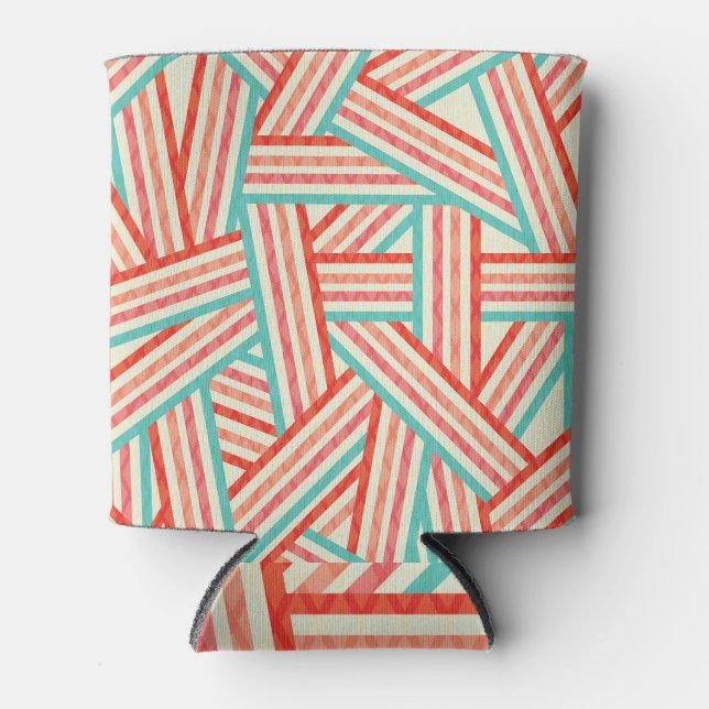 Colourful Striped Abstract Pattern Can Cooler (Front)
