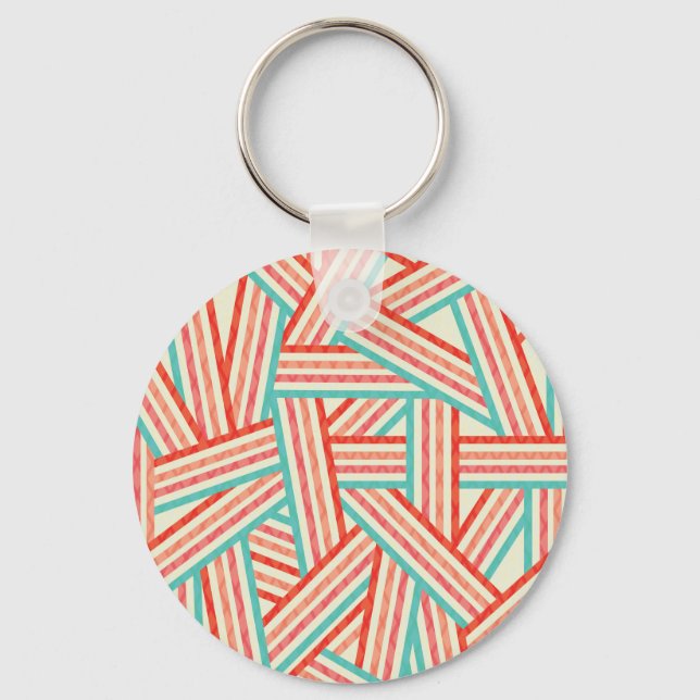 Colourful Striped Abstract Pattern Key Ring (Front)