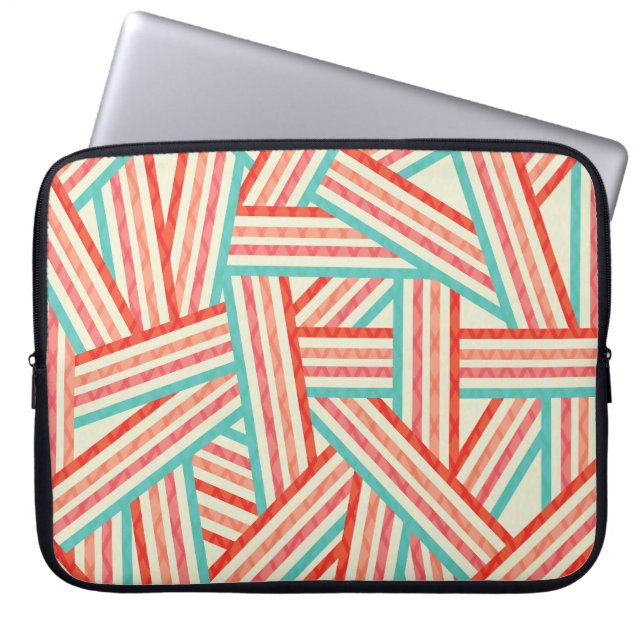 Colourful Striped Abstract Pattern Laptop Sleeve (Front)