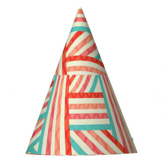 Colourful Striped Abstract Pattern Party Hat