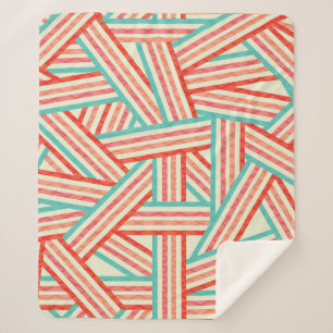 Colourful Striped Abstract Pattern Sherpa Blanket