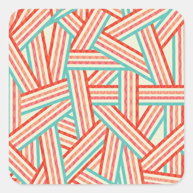 Colourful Striped Abstract Pattern Square Sticker (Front)