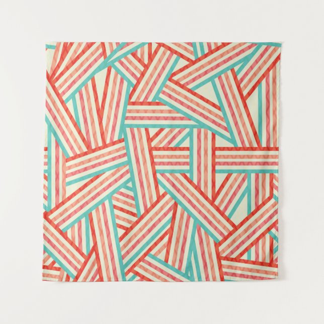 Colourful Striped Abstract Pattern Tapestry (Front)