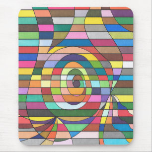 Colourful Striped Abstract with Spiral Centre Mouse Mat