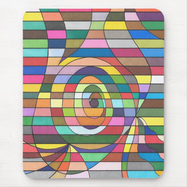 Colourful Striped Abstract with Spiral Centre Mouse Mat (Front)