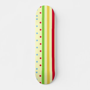 Colourful Striped and Polka Dots Skateboard