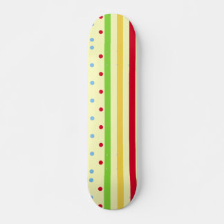 Colourful Striped and Polka Dots Skateboard