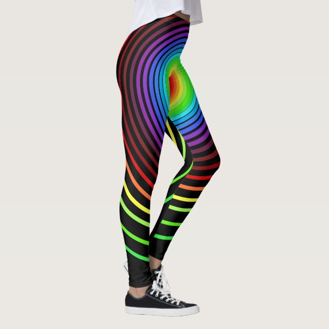 Colourful Striped Black Leggings (Right)