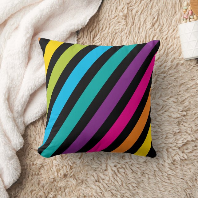 Colourful Striped Diagonal Pattern Cushion (Blanket)